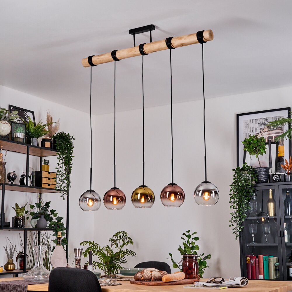 Koyoto Suspension, Boule lumineuse, Suspension Écru, Noir, 5 lumières main product photo