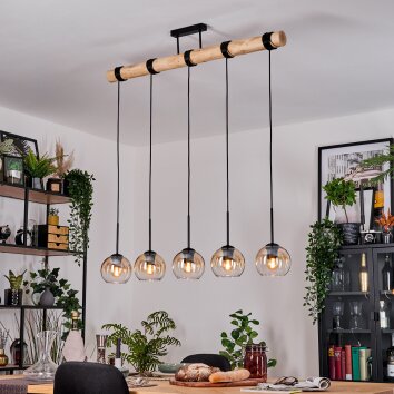 Koyoto Suspension, Boule lumineuse, Suspension Écru, Noir, 5 lumières