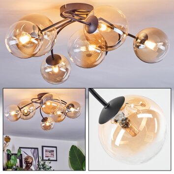 Chehalis Plafonnier, Boule lumineuse Ambre, Clair, 6 lumières