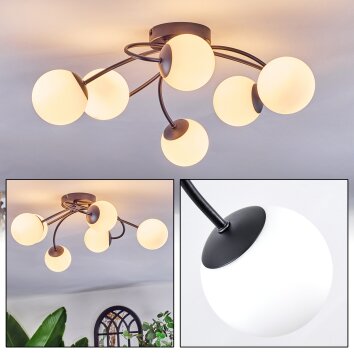 Chehalis Plafonnier, Boule lumineuse 56 cm Blanc, 6 lumières