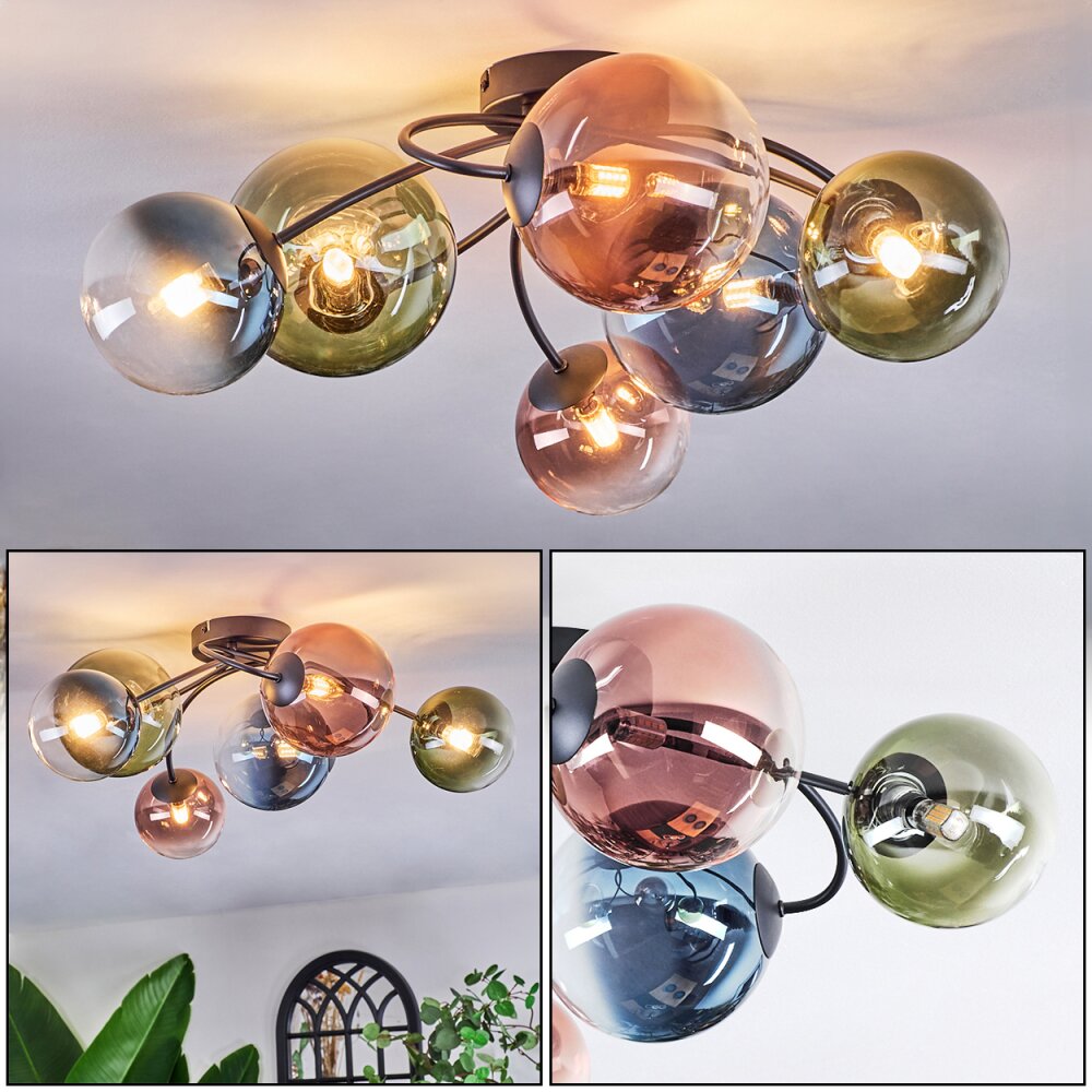 Chehalis Plafonnier, Boule lumineuse Bleu, Vert, Clair, Cuivré, 6 lumières main product photo