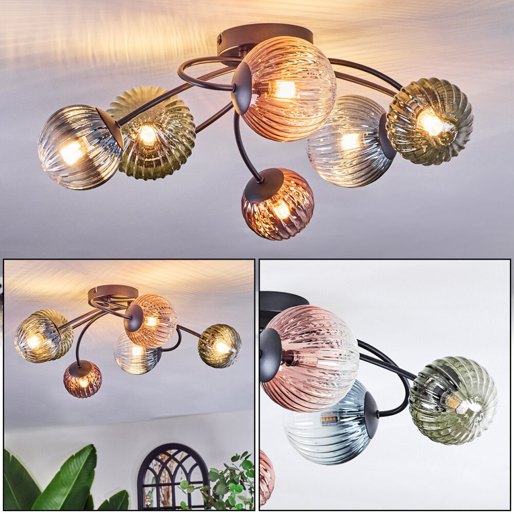 Chehalis Plafonnier, Boule lumineuse Bleu, Vert, Clair, Cuivré, 6 lumières main product photo