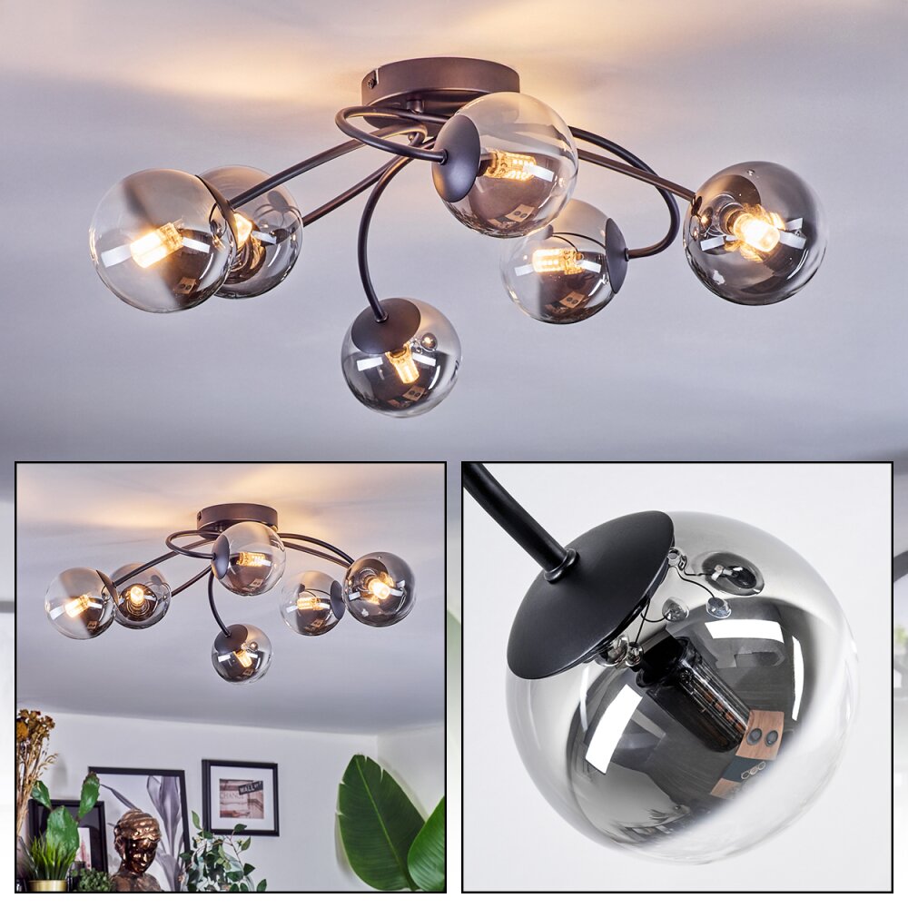 Chehalis Plafonnier, Boule lumineuse 56 cm Clair, Fumé, 6 lumières main product photo