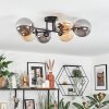 Chehalis Plafonnier, Boule lumineuse 62 cm Ambre, Fumé, 6 lumières