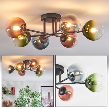 Chehalis Plafonnier, Boule lumineuse Bleu, Vert, Clair, Cuivré, 6 lumières