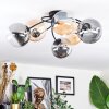 Chehalis Plafonnier, Boule lumineuse 64 cm Ambre, Clair, Fumé, 6 lumières