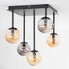 Chehalis Plafonnier, Boule lumineuse Ambre, Fumé, 5 lumières