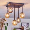Chehalis Plafonnier, Boule lumineuse Ambre, Fumé, 5 lumières
