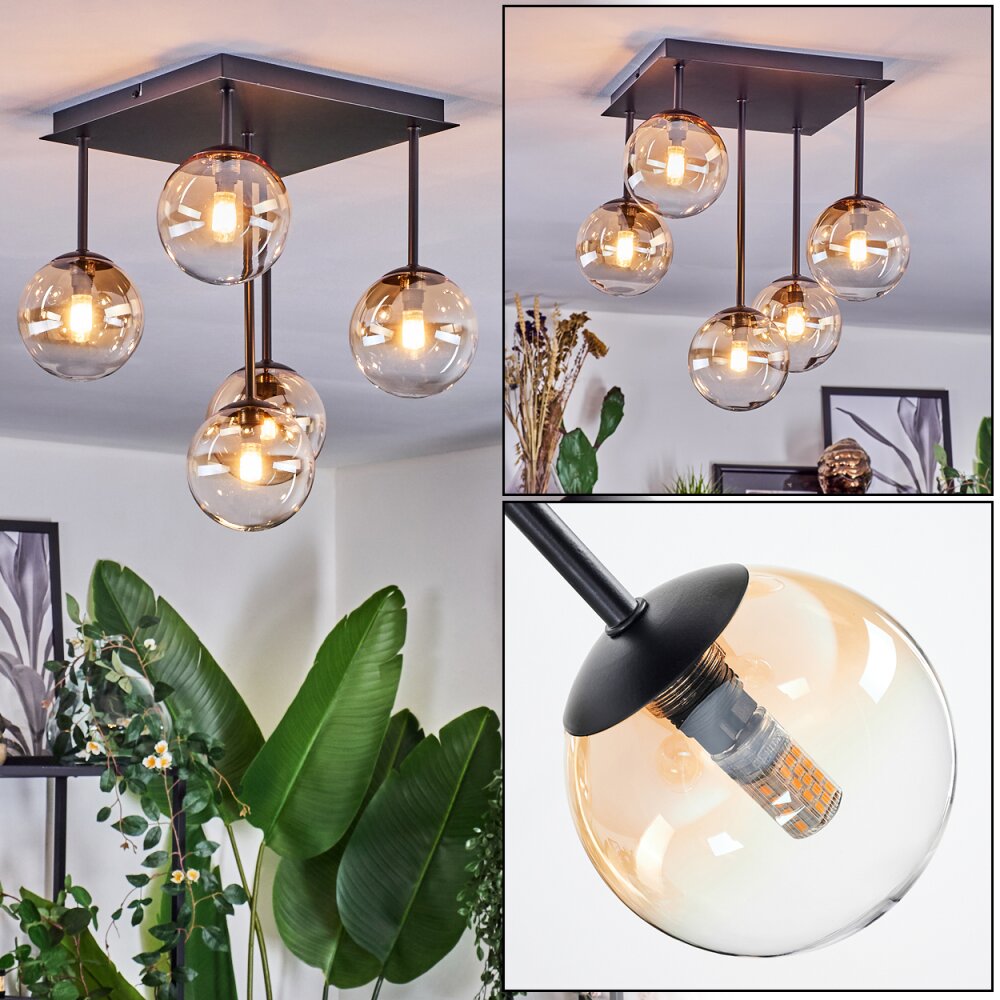 Chehalis Plafonnier, Boule lumineuse Ambre, Clair, 5 lumières main product photo