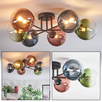 Chehalis Plafonnier, Boule lumineuse Bleu, Vert, Clair, Cuivré, 6 lumières