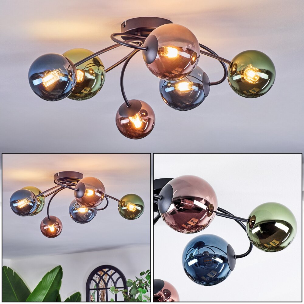 Chehalis Plafonnier, Boule lumineuse Bleu, Vert, Cuivré, 6 lumières main product photo