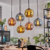 Koyoto Suspension, Boule lumineuse, Suspension Bleu, Or, Cuivré, 6 lumières