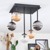 Chehalis Plafonnier, Boule lumineuse Ambre, Clair, Fumé, 5 lumières