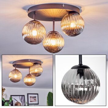 Chehalis Plafonnier, Boule lumineuse Fumé, 3 lumières