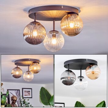 Chehalis Plafonnier, Boule lumineuse Ambre, Clair, Fumé, 3 lumières Chehalis Plafonnier, Boule lumineuse Ambre, Clair, Fumé, 3 lumières