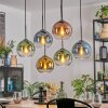Koyoto Suspension, Boule lumineuse, Suspension Bleu, Or, Vert, Clair, Cuivré, 6 lumières
