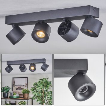 Narel Plafonnier, Spot de plafond LED Noir, 4 lumières