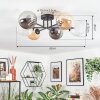 Chehalis Plafonnier, Boule lumineuse 62 cm Ambre, Clair, Fumé, 6 lumières