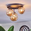 Chehalis Plafonnier, Boule lumineuse 30 cm Ambre, 3 lumières