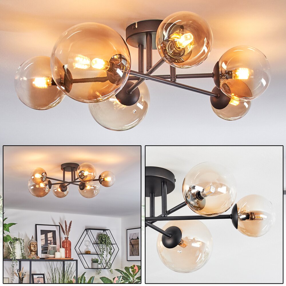 Chehalis Plafonnier, Boule lumineuse 62 cm Ambre, Clair, 6 lumières main product photo