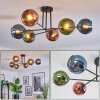 Koyoto Plafonnier, Boule lumineuse 78 cm Bleu, Vert, Cuivré, 6 lumières