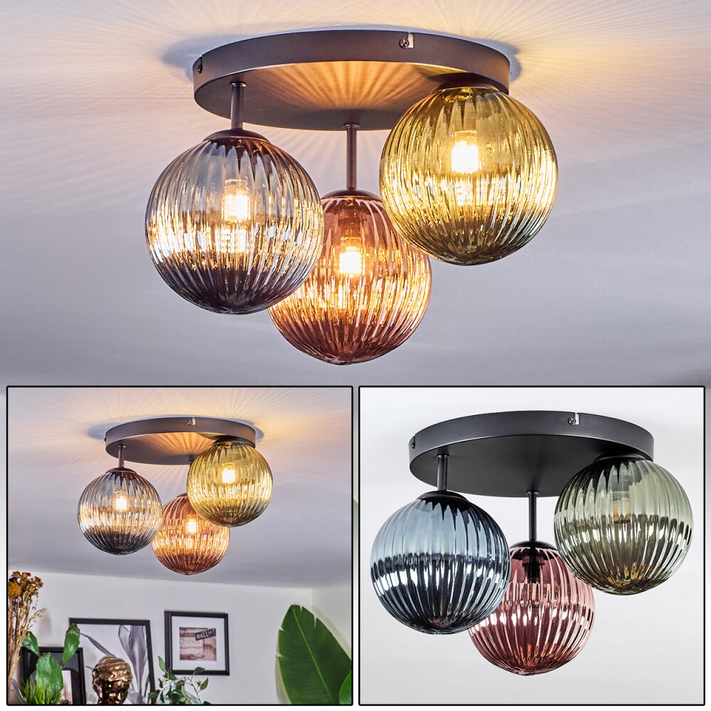 Chehalis Plafonnier, Boule lumineuse 33.5 cm Bleu, Vert, Cuivré, 3 lumières main product photo