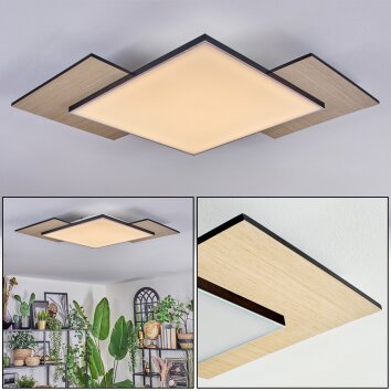 Barullu Plafonnier, Panel LED Couleur bois, Noir, Blanc, 1 lumière
