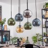 Ripoll Suspension, Boule lumineuse, Suspension Ambre, Bleu, Chrome, Vert, Fumé, 6 lumières