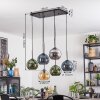 Ripoll Suspension, Boule lumineuse, Suspension Ambre, Bleu, Chrome, Vert, Fumé, 6 lumières