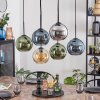 Ripoll Suspension, Boule lumineuse, Suspension Ambre, Bleu, Chrome, Vert, Fumé, 6 lumières