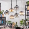 Koyoto Suspension, Boule lumineuse, Suspension Ambre, Clair, Fumé, 6 lumières