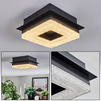 Walon Plafonnier LED Noir, 1 lumière Walon Plafonnier LED Noir, 1 lumière