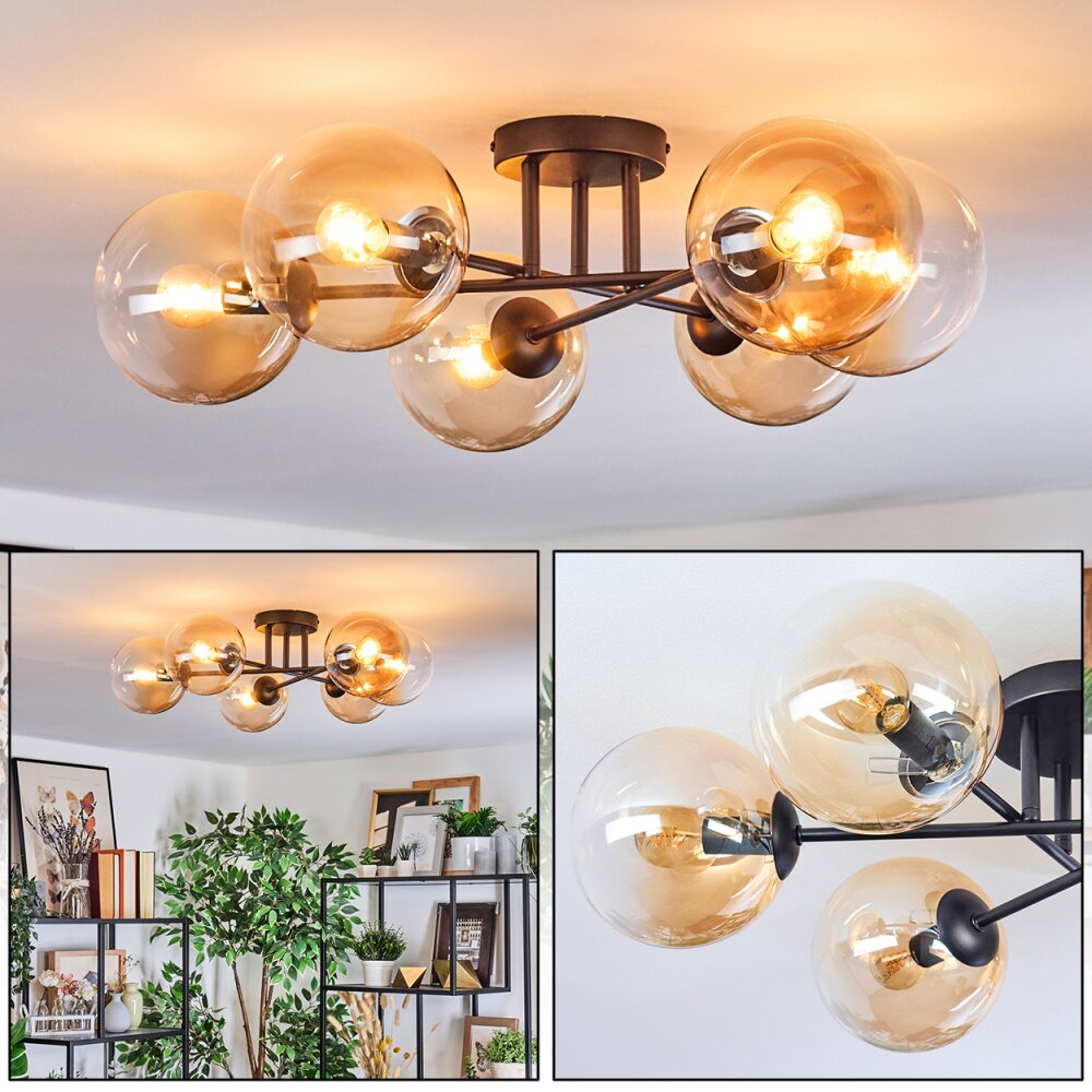 Gastor Plafonnier, Boule lumineuse Ambre, Clair, 6 lumières main product photo