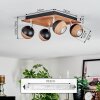 Haldor Plafonnier, Spot de plafond Chrome, Couleur bois, Noir, 4 lumières