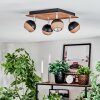Haldor Plafonnier, Spot de plafond Chrome, Couleur bois, Noir, 4 lumières