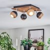 Haldor Plafonnier, Spot de plafond Chrome, Couleur bois, Noir, 4 lumières