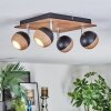 Haldor Plafonnier, Spot de plafond Chrome, Couleur bois, Noir, 4 lumières