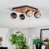 Haldor Plafonnier, Spot de plafond Chrome, Couleur bois, Noir, 4 lumières