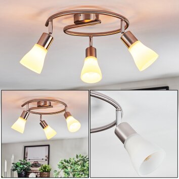Mirlo Plafonnier, Spot de plafond Chrome, Nickel mat, 3 lumières
