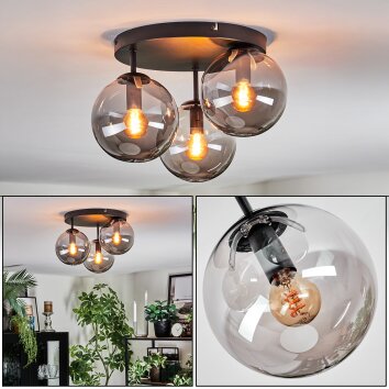 Gastor Plafonnier, Boule lumineuse 30 cm Fumé, 3 lumières Gastor Plafonnier, Boule lumineuse 30 cm Fumé, 3 lumières