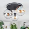 Gastor Plafonnier, Boule lumineuse Ambre, Clair, Fumé, 3 lumières