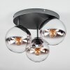 Gastor Plafonnier, Boule lumineuse Chrome, Clair, Fumé, 3 lumières