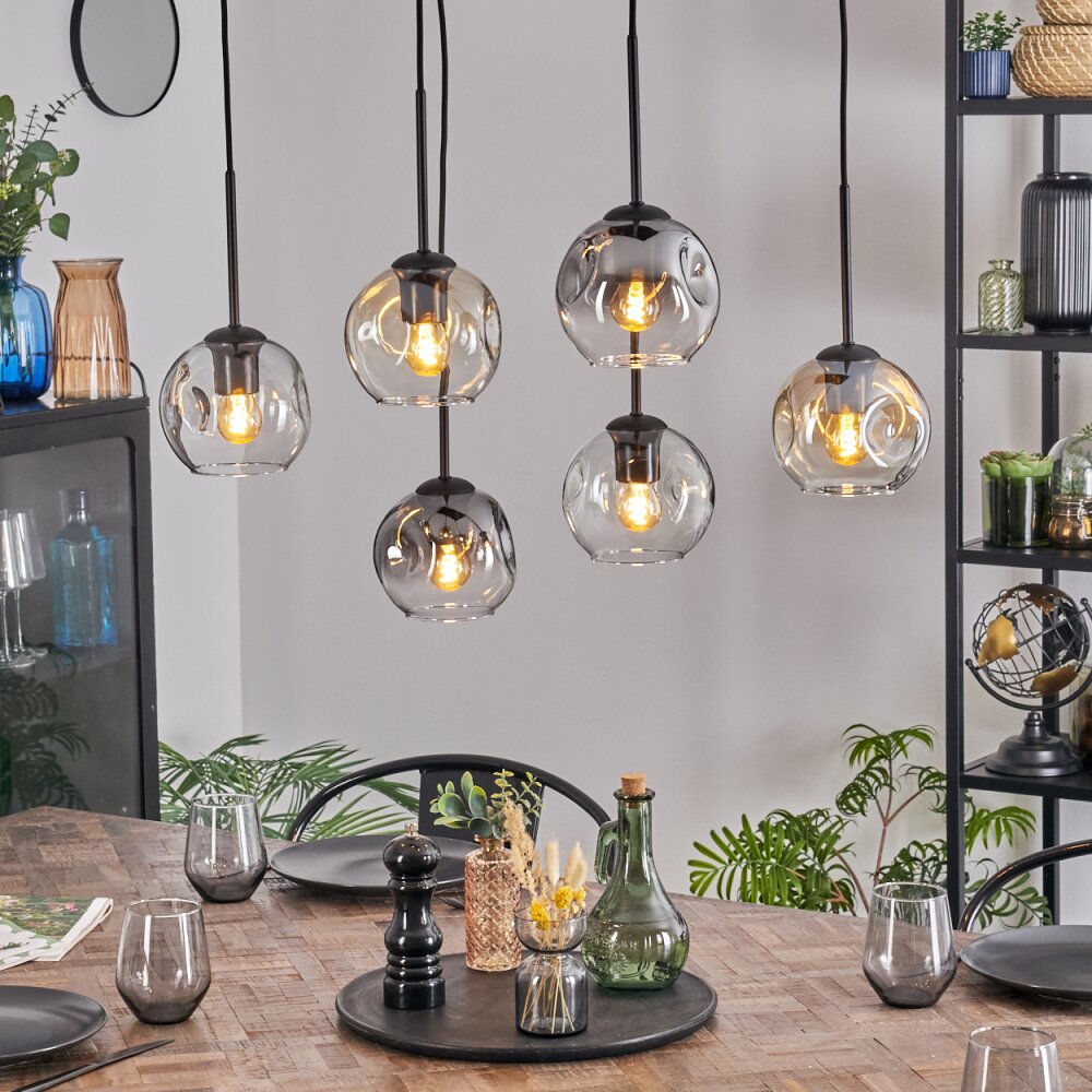 Ripoll Suspension, Boule lumineuse, Suspension Ambre, Clair, Fumé, 6 lumières main product photo