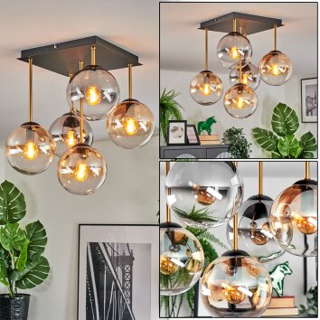 Gastor Plafonnier, Boule lumineuse Or, Noir, 5 lumières