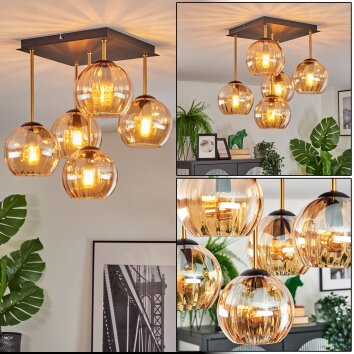 Gastor Plafonnier, Boule lumineuse Or, Noir, 5 lumières Gastor Plafonnier, Boule lumineuse Or, Noir, 5 lumières