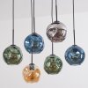 Ripoll Suspension, Boule lumineuse, Suspension Ambre, Bleu, Chrome, Vert, Fumé, 6 lumières