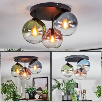 Gastor Plafonnier, Boule lumineuse Bleu, Vert, Clair, Cuivré, 3 lumières