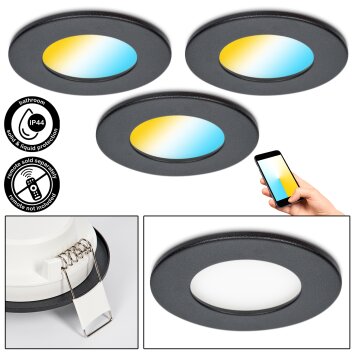 Ramek Plafonnier, Spot encastrable LED Noir, 3 lumières