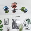 Gastor Plafonnier, Boule lumineuse 80 cm Bleu, Chrome, Vert, Cuivré, Fumé, 6 lumières