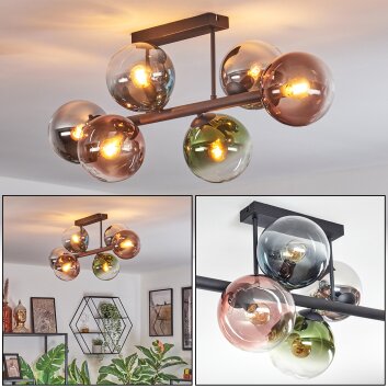 Gastor Plafonnier, Boule lumineuse Bleu, Chrome, Vert, Clair, Cuivré, Fumé, 6 lumières Gastor Plafonnier, Boule lumineuse Bleu, Chrome, Vert, Clair, Cuivré, Fumé, 6 lumières